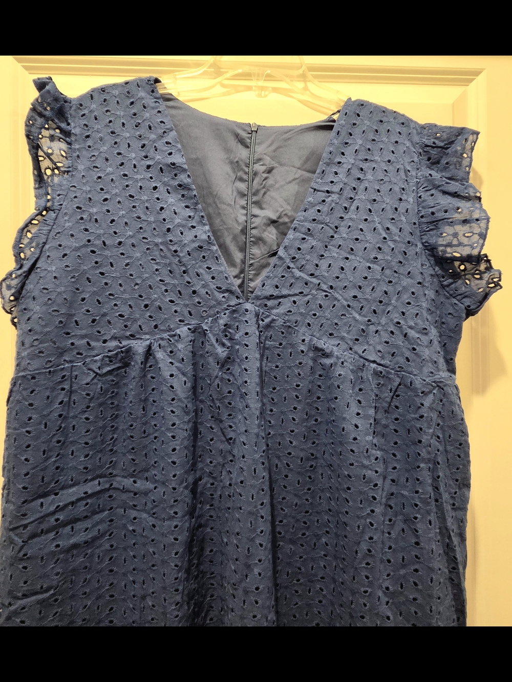 New Without Tags Aumora New Eyelet V-Neck Midi Dress in Navy Fully Lined